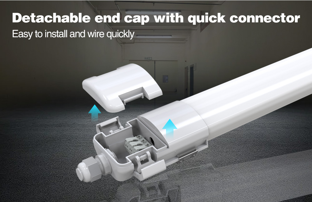 Custom PC IP65 Linear Tri-proof Light 150lm/w Linkable Dimmable Led vapor Tight Light