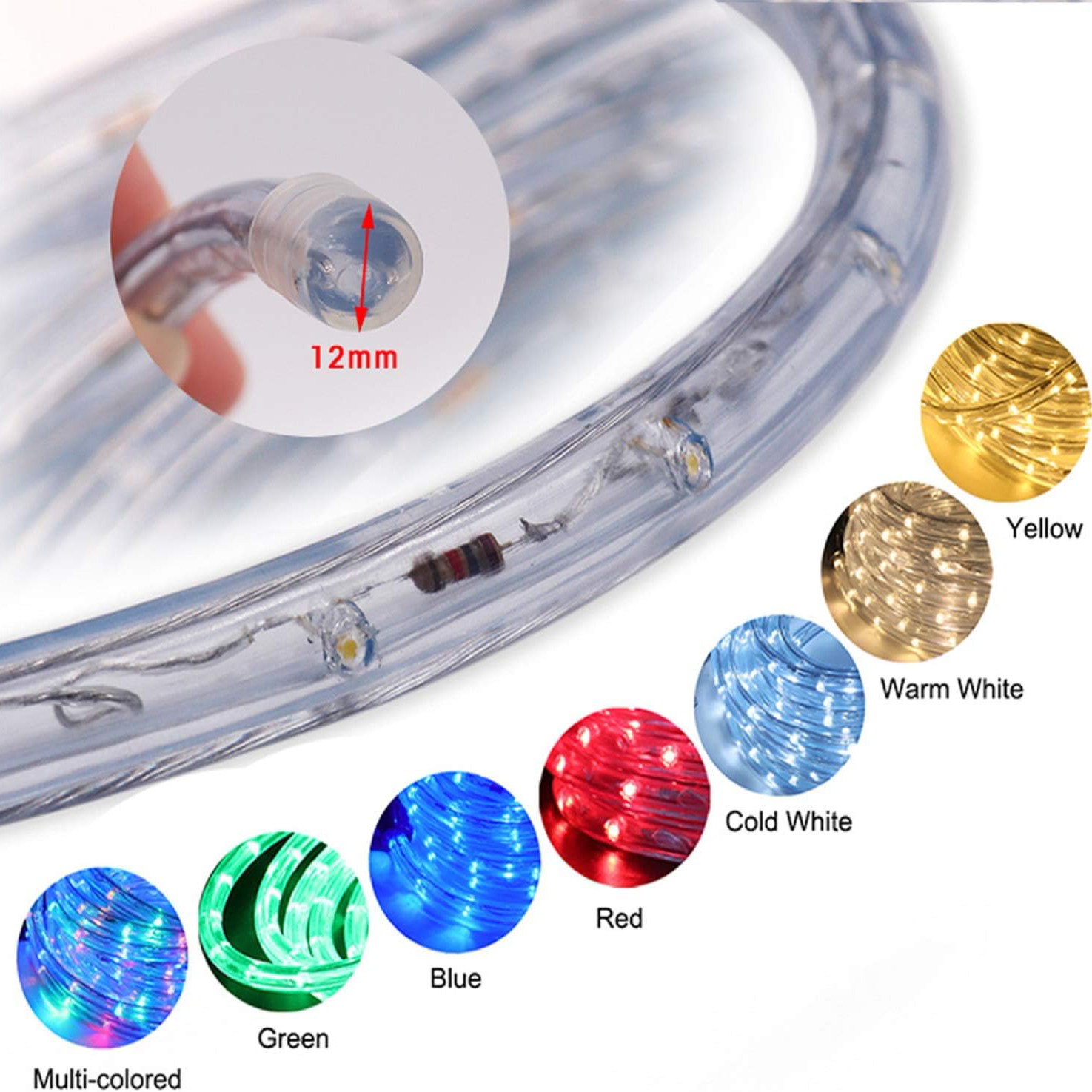 Solar Plug Dual Power IP65 Waterproof LED Rope Lights RGB Color Changing 8 Modes Clear PVC Tube 10m 20m Garden Patio
