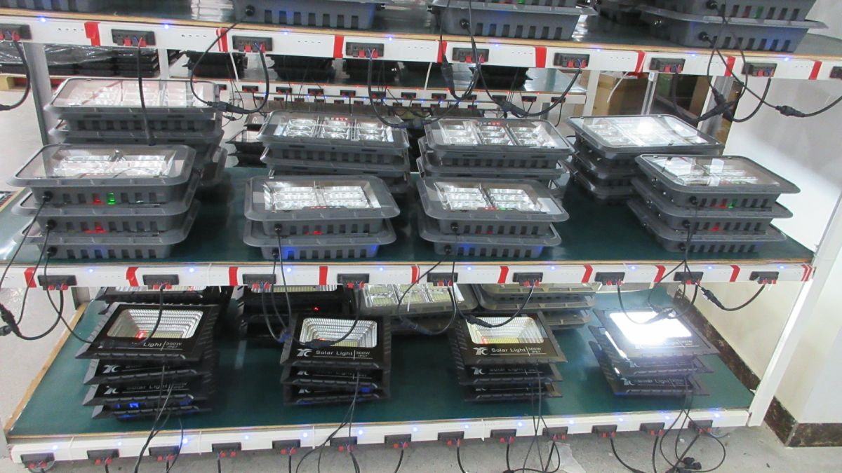 Quality control inspection of finished LED lighting products at Habel Lighting