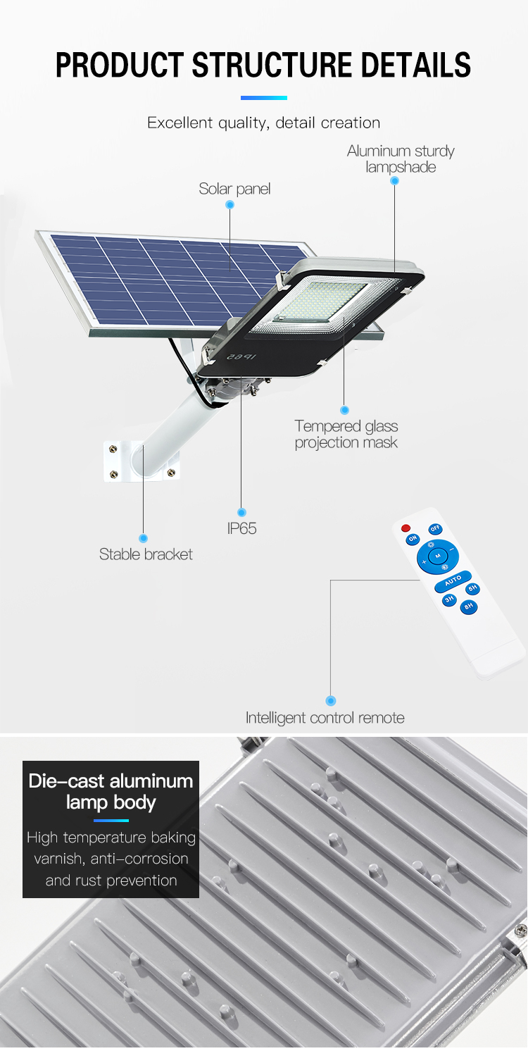 New Design Outdoor Aluminum IP66 Waterproof Solar LED Street Light Details 1