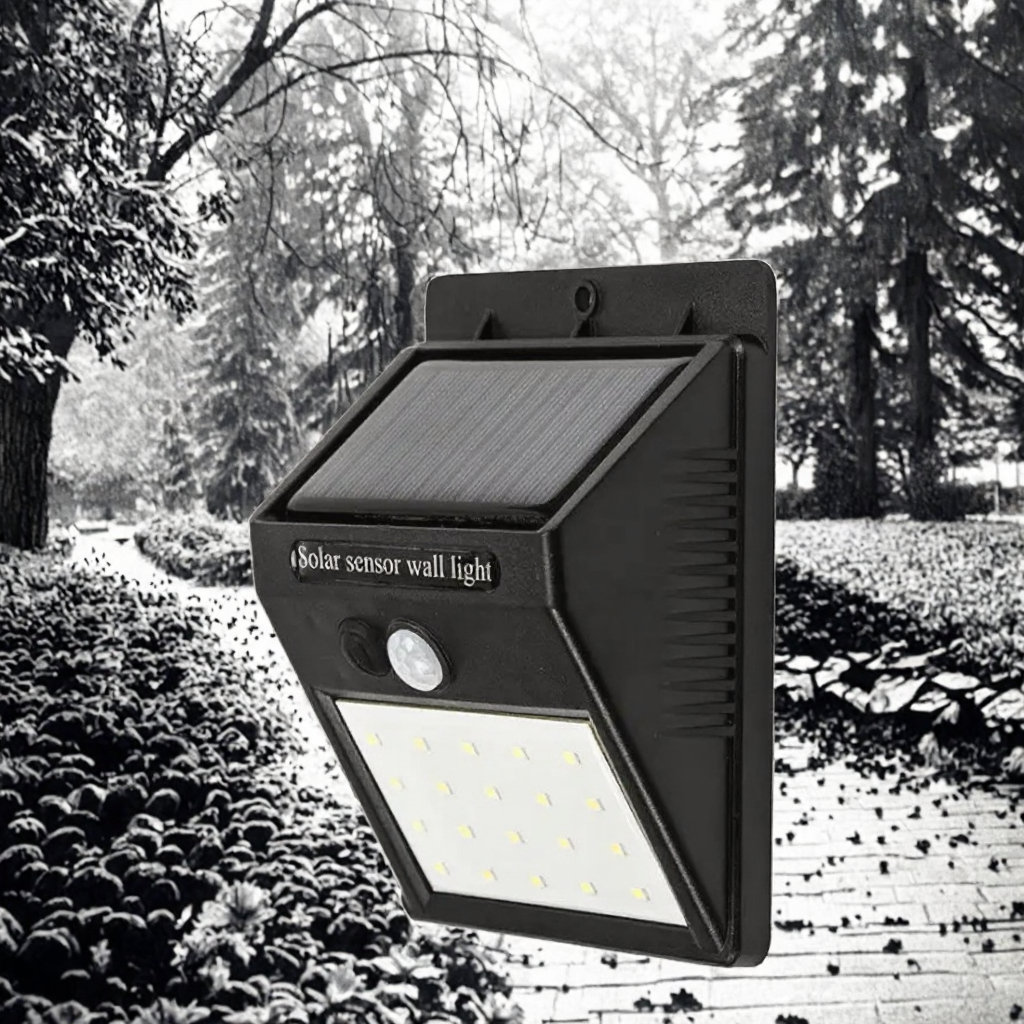 20 LED Outdoor Garden Solar Lights Waterproof IP65 PC Wall Lamp Panel Motion Sensor with Solar Panel Power