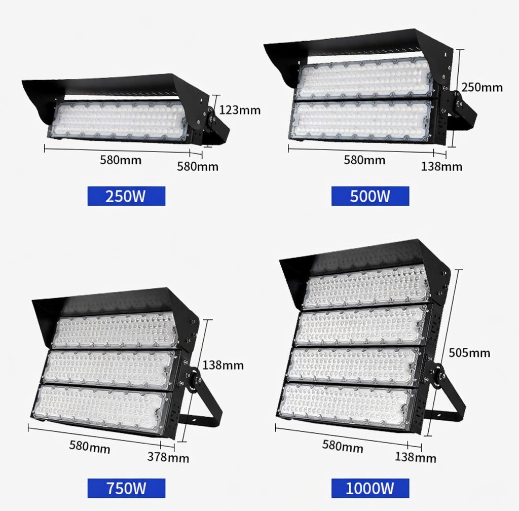 250W LED Football Field Lights IP66 High Power Module Stadium Flood Light for Outdoor Sports Field Lighting