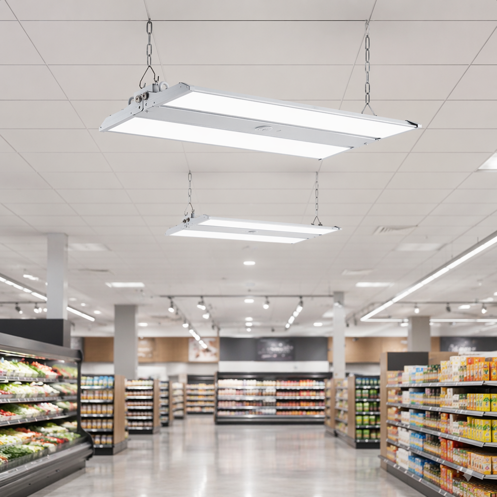 Factory Price 2ft 3ft LED Linear High Bay 100 300W 3CCT 3Watt Motion Sensor Canopy Light for Warehouse Workshop Shop Pane