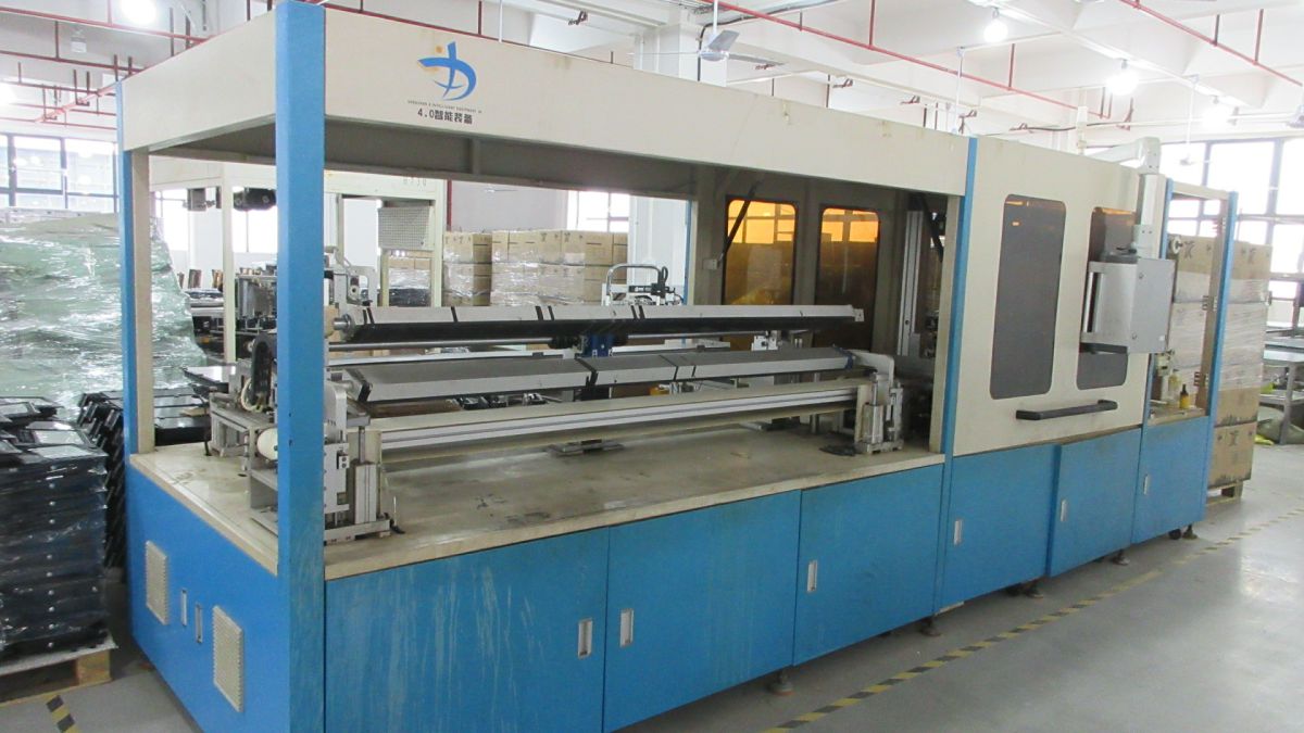 Solar panel welding machine 1 at Habel Lighting production facility