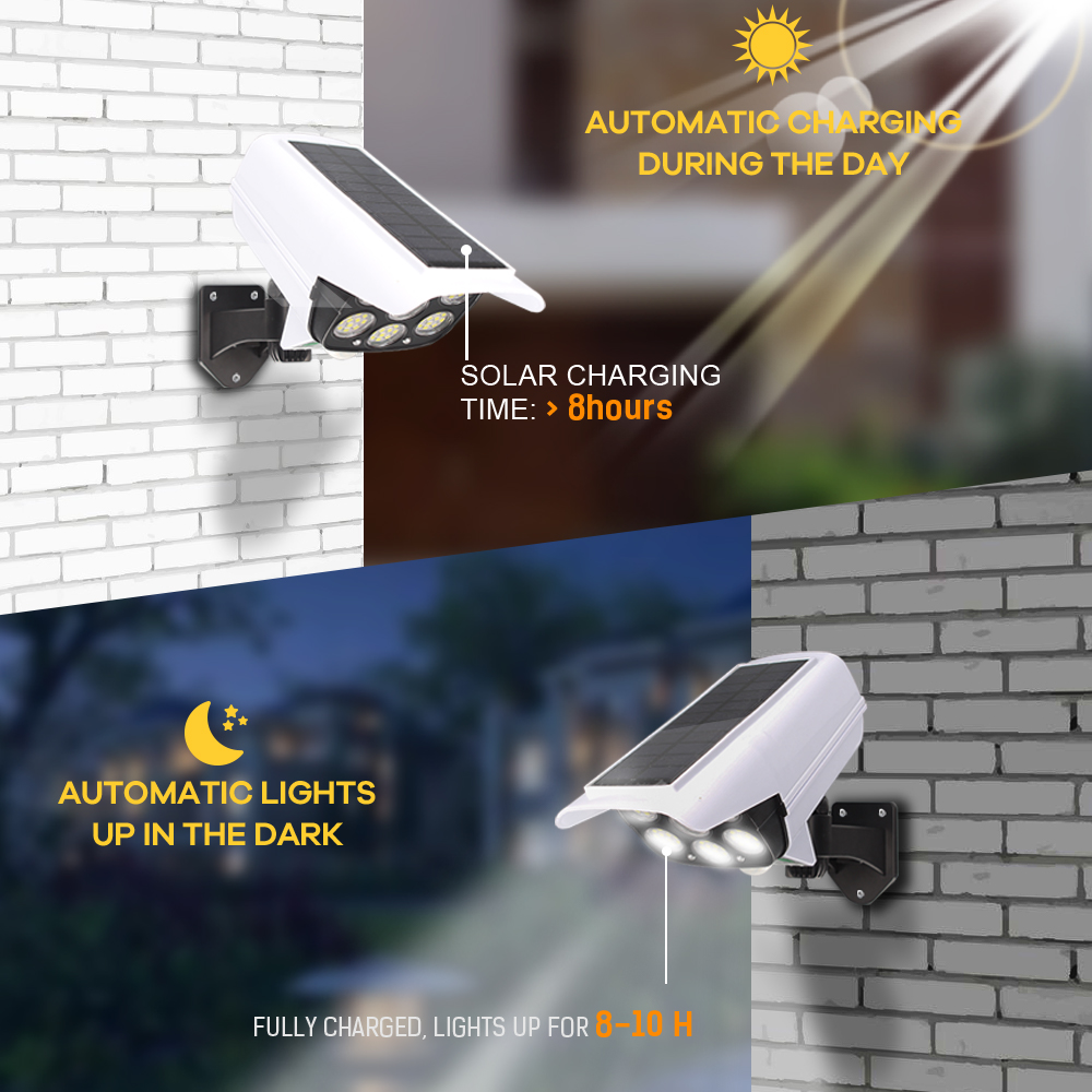 Solar Security LED Flood Light Outdoor Simulation Motion Sensor Wall Lamp Solar Surveillance Cameras Lights