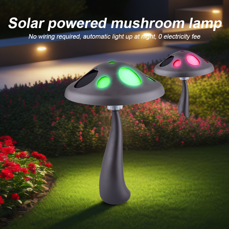 New Decoration Villa Courtyard Landscape Simulation Luminous Big Mushroom Plastic IP65 Outdoor RGB Solar Garden Lawn Light