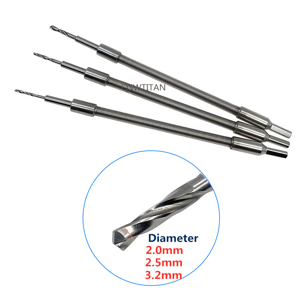 Stainless Steel 2.0  2.5  3.2mm Soft Drill 195mm Long Bone Drill Bits Soft Orthopedics Surgical Instruments 1pc