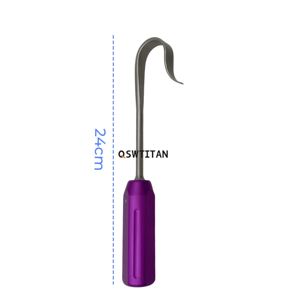 QSWTITAN Aluminum Handle Bone Hook Retractor Bone Knee Raiser Hip Retractor Orthopedic Instruments Autoclaveable