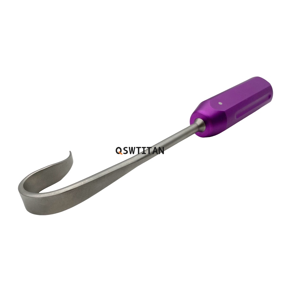 QSWTITAN Aluminum Handle Bone Hook Retractor Bone Knee Raiser Hip Retractor Orthopedic Instruments Autoclaveable