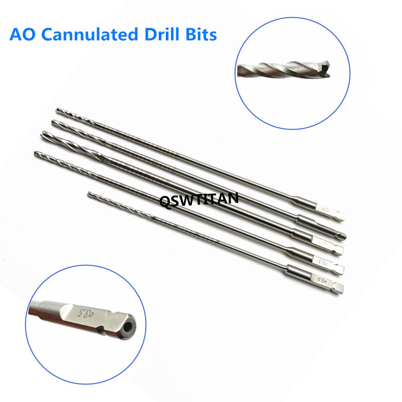 1PCS AO Drill Bits Cannulated Drill Bits Stainless Steel Hollow Drill Bits Veterinary Orthopedics Instruments