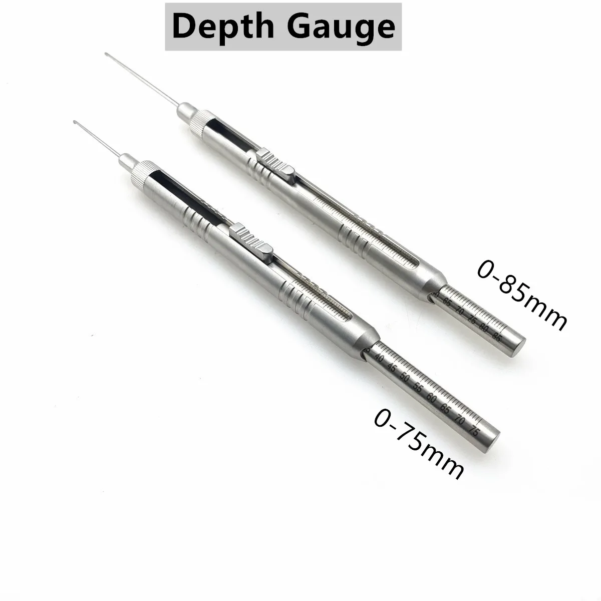 Depth Gauge 0mm to 75mm/85mm Orthopedics Veterinary Surgical Instruments Stainless Steel