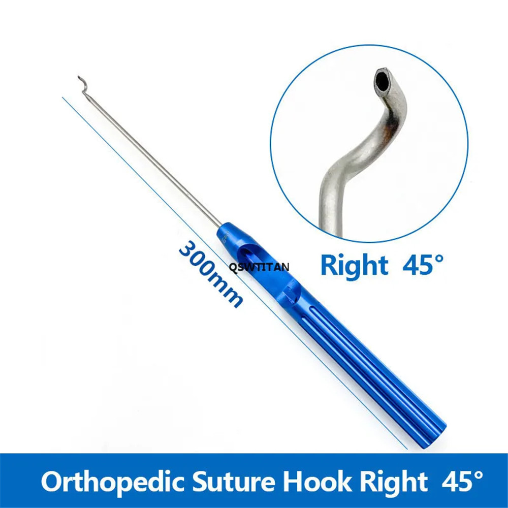 Right 45° Orthopedic Rotator Cuff Suture Hook