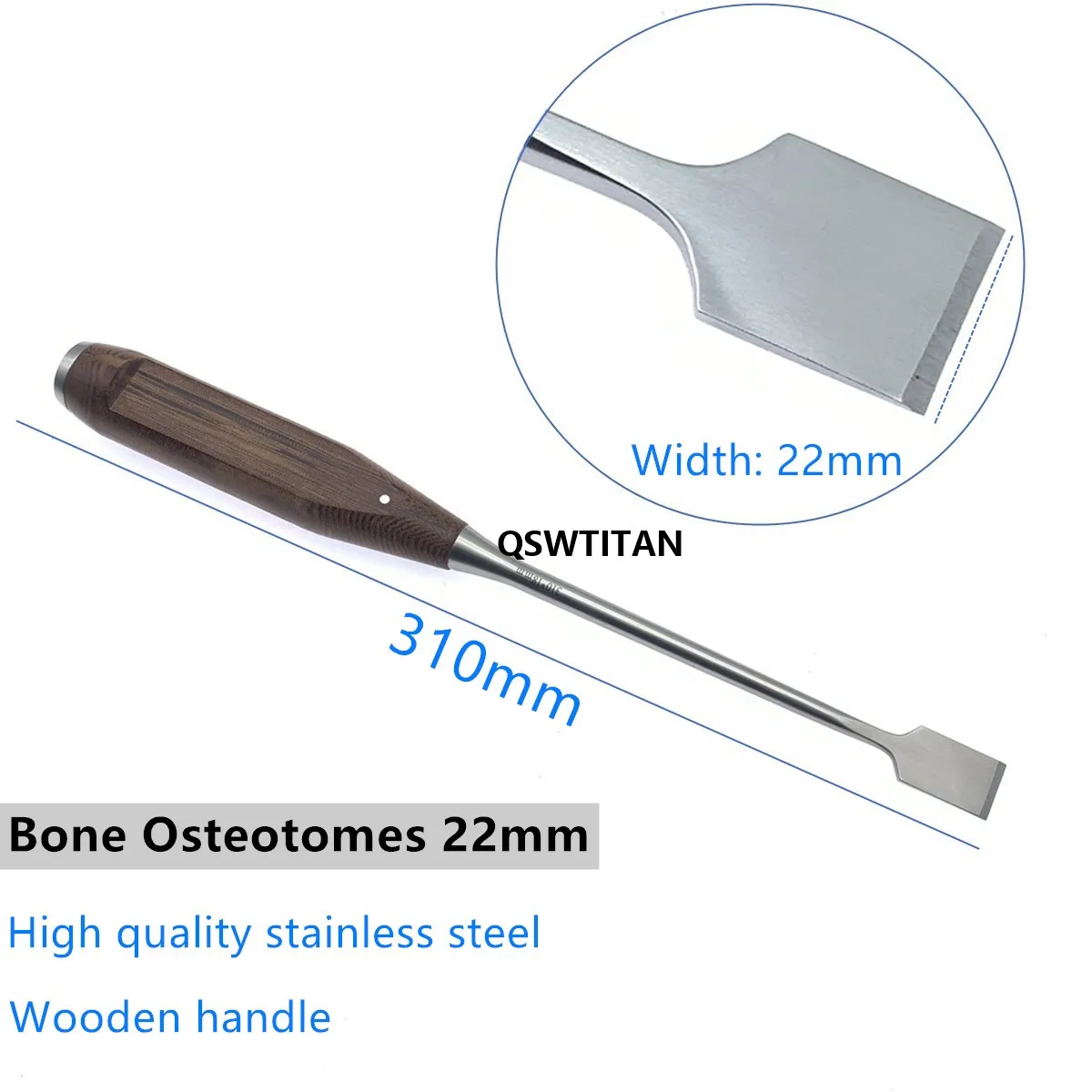 Stainless Steel Surgical Osteotomes sizing chart