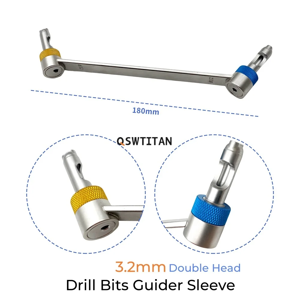 QSWTITAN  Universal Drill Guide Double Drill Sleeves 2.5mm/3.2mm Double Ended Veterinary Orthopedic Instrument