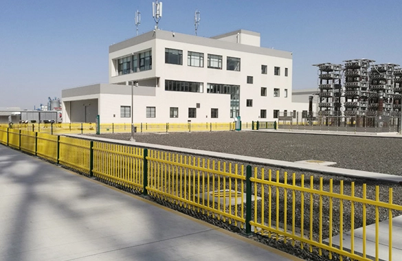 Tianjin Electric Power Construction fencing projects with columns and fences in hot galvanised pipe and Akzo powder coating