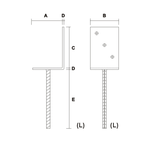 l shaped fence post brackets