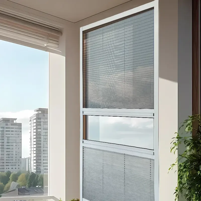 Aluminum Coated Sunshade 2-in-1 Pleated Screen Window