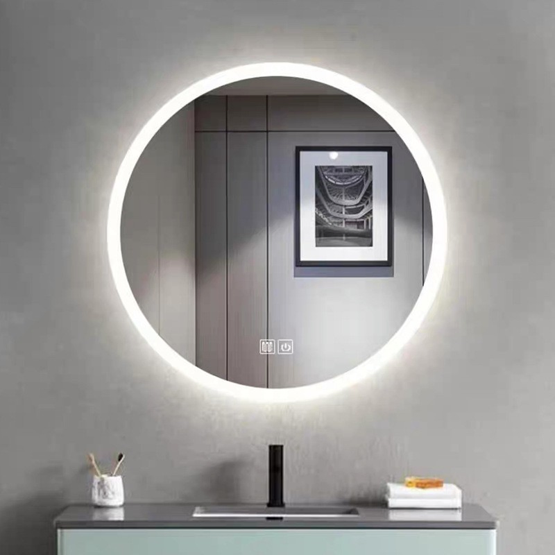 Biometric Runway-Shaped Bathroom Mirror with Circadian Rhythm Lighting