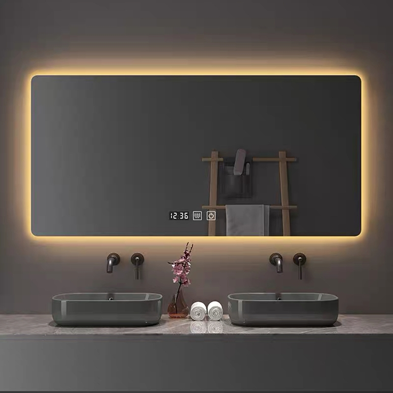 Biometric Recognition Square Bathroom Mirror with Circadian Rhythm Lighting