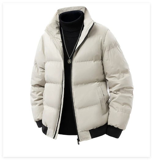 Functional Practical Elastic Down Jacket Stand Collar Beauty Winter Warm Men's Overcoat