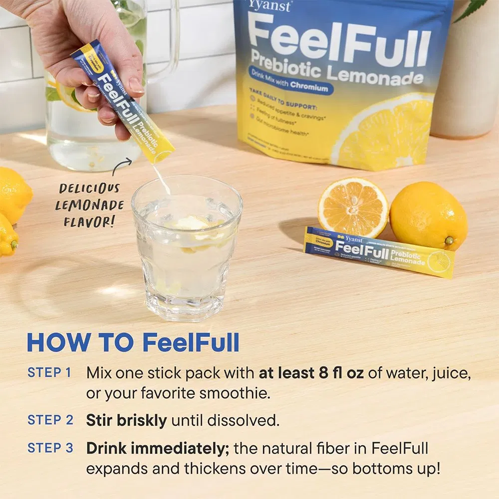 Private Label Feelfull Prebiotic Lemonade Powder Reduced Appetite &amp; Craving Gut Microbiome Health