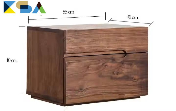 Acacia Wood Bedside Two-Drawer Cabinet: Natural Beauty and Functional Design - Enhance Your Bedroom with Timeless Elegance