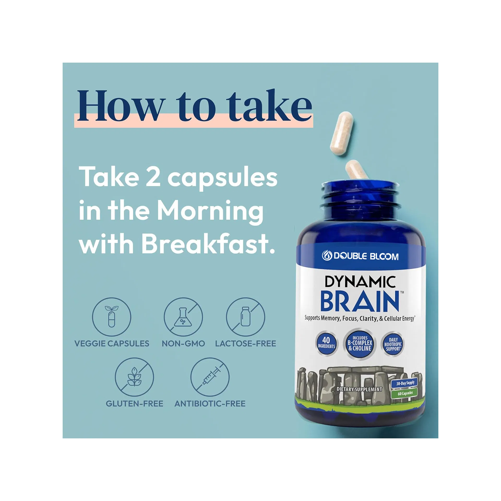 Source Factory Dynamic Brain Supplement Capsules - with Choline and Phosphatidylserine for Cognitive Support