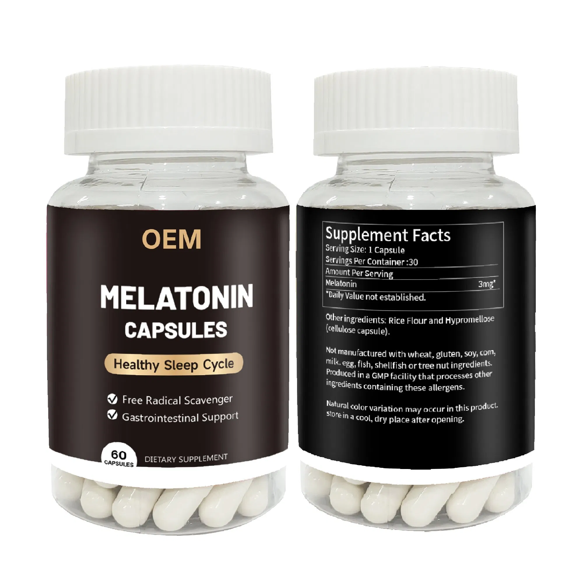 OEM Melatonin Capsules Gummies Reduce Sleep Onset Time Improve Sleep Quality Regulate Circadian Rhythm