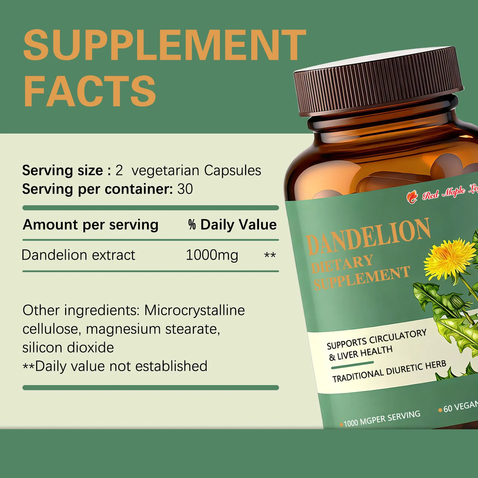 Organic Dandelion Extract Capsules - Halal/Kosher Approved for Immune Support &amp; Joint Comfort