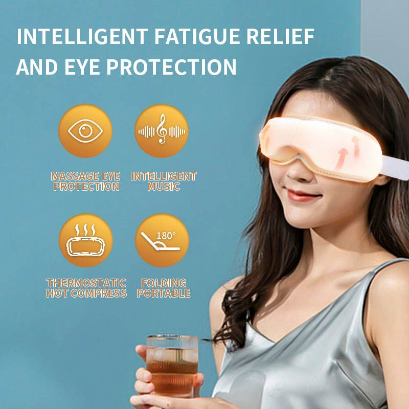 Relieves Eye Strain Air Pressure Vibration Eye Relief Heat Compress Mini Care Music Digital Eye Massager