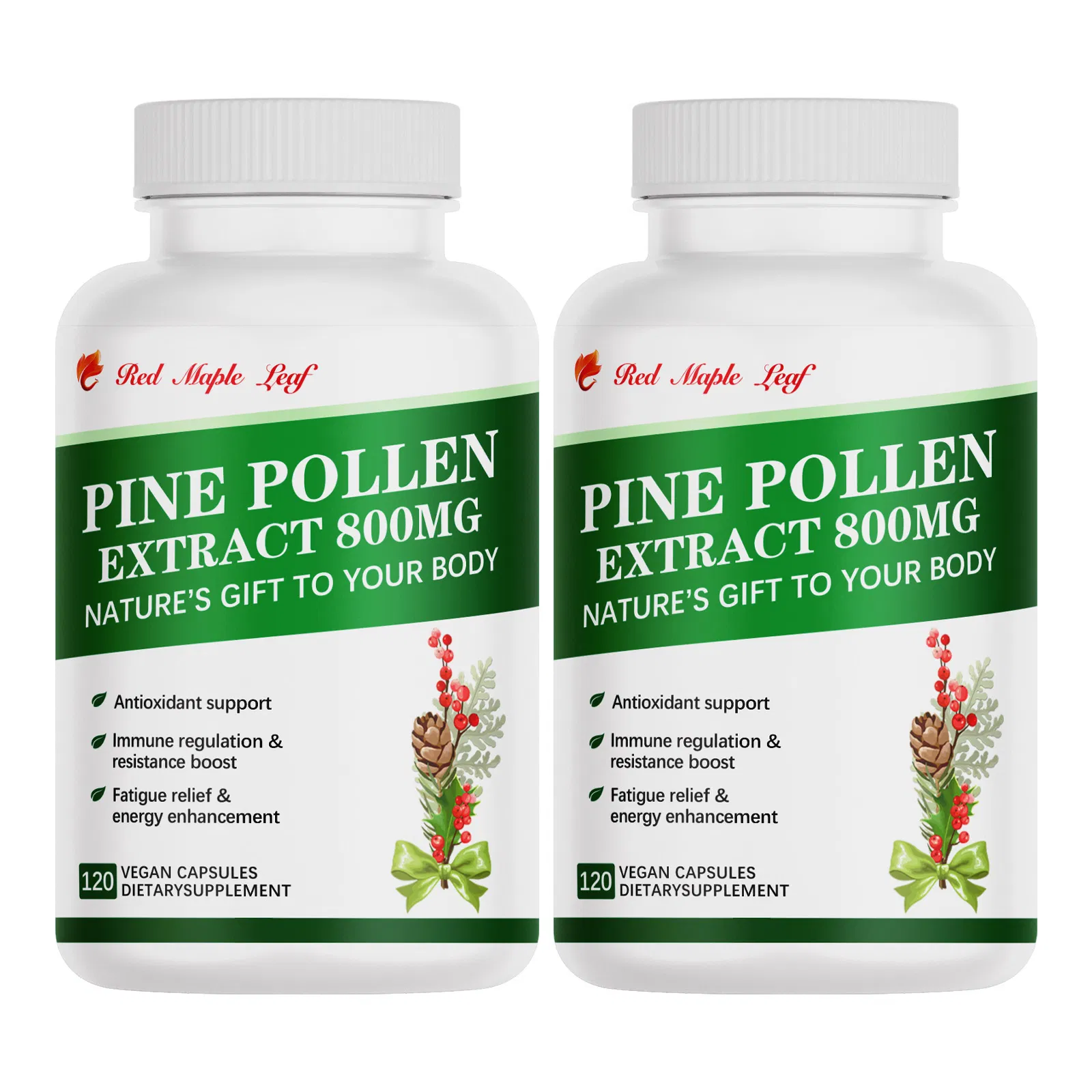 Pine Pollen Extract Capsules Natural Antioxidant, Immune Support &amp; Energy Booster Vegan