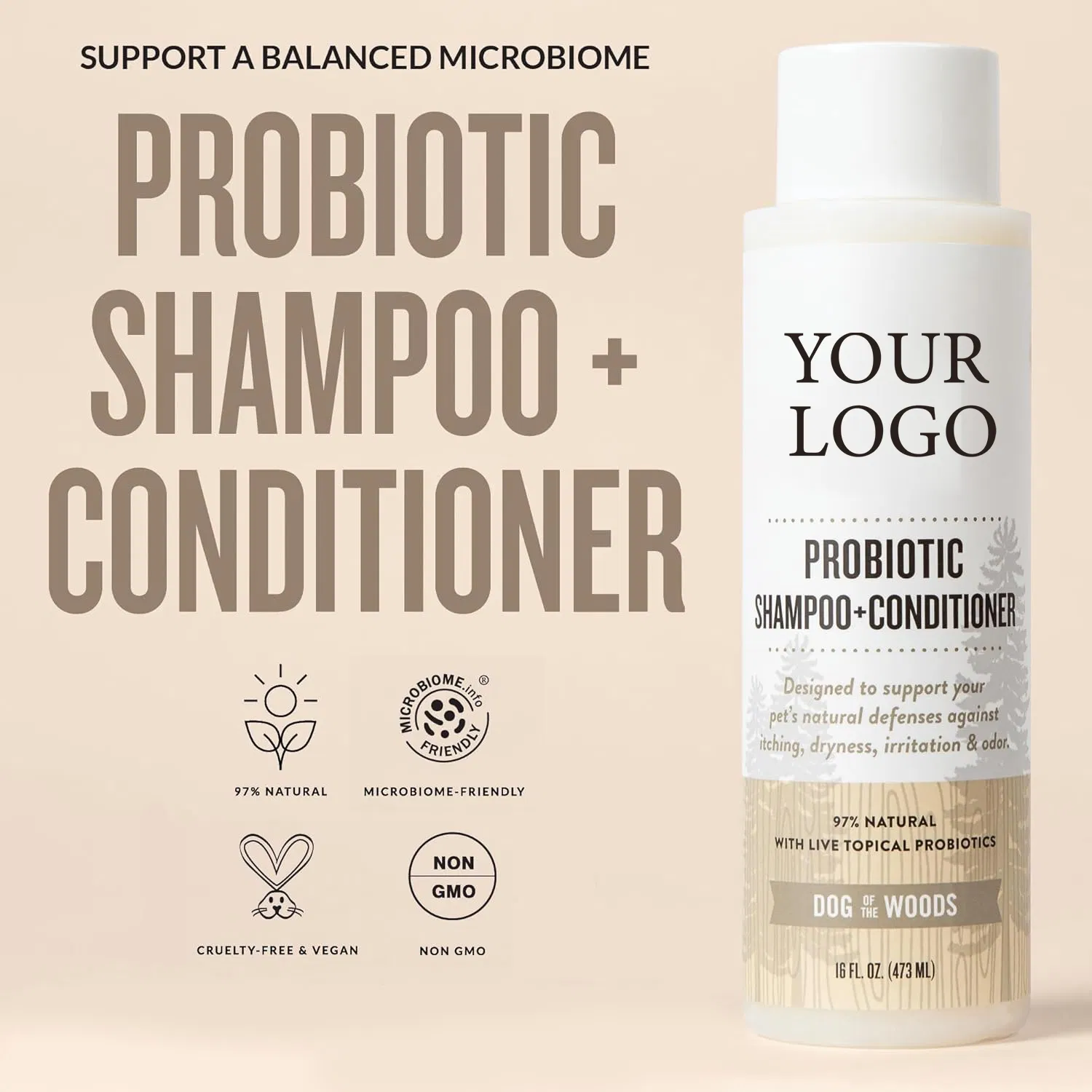 OEM/ODM Natural Skin Microbiome Support Sulfate-Free Avocado Oil &amp; Argan Oil Pet Probiotic Conditioner Pet Shampoo