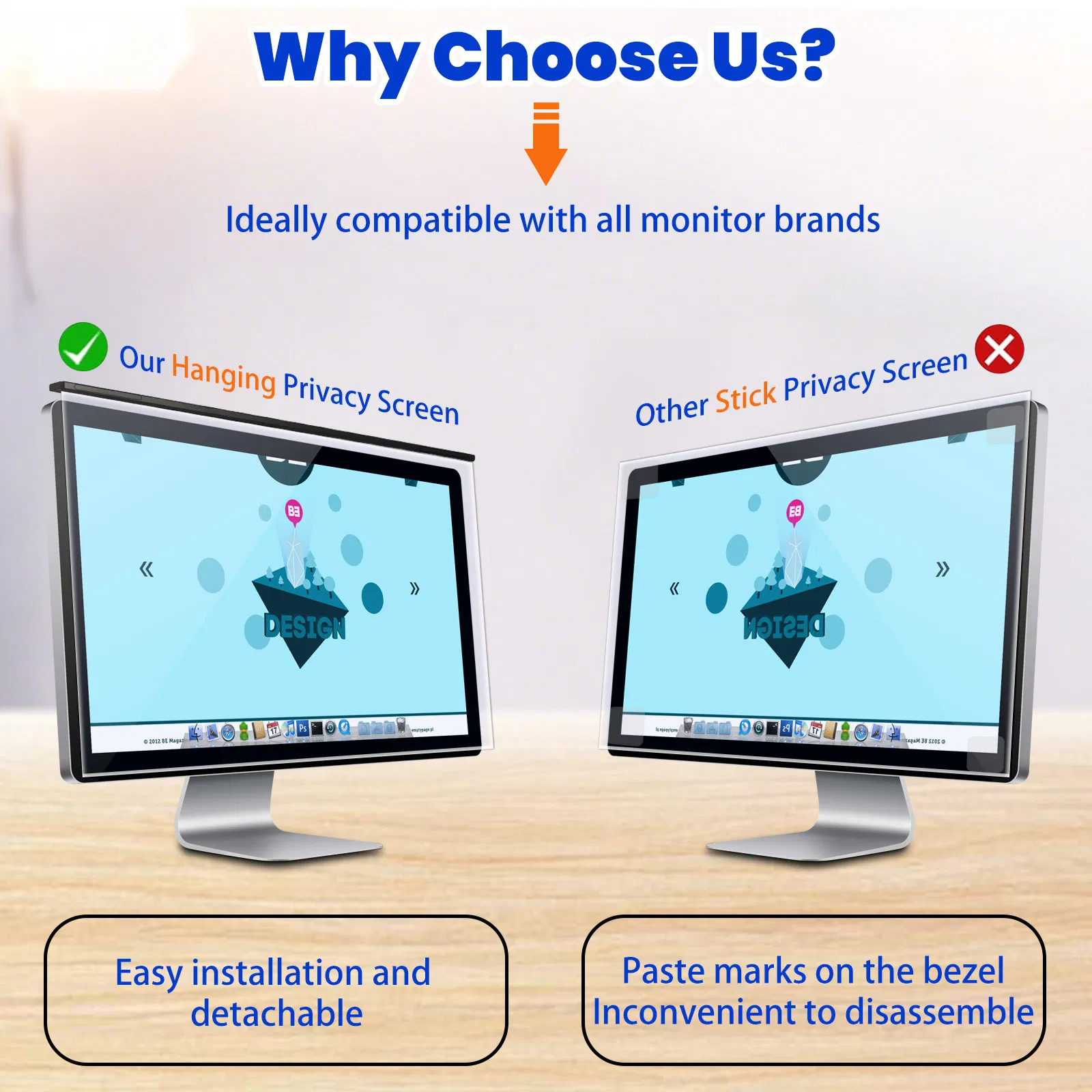 Anti-Bluelight Screen Protector Detachable Hanging Bluelight Filter Anti-Glare Protect Eyes Bluelight Blocking