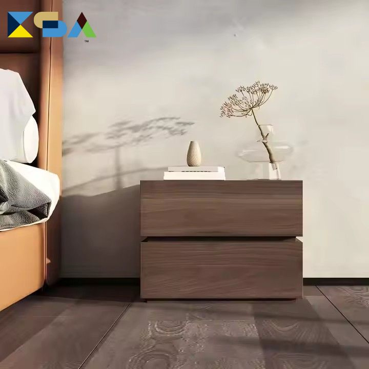 Acacia Wood Bedside Two-Drawer Cabinet: Natural Beauty and Functional Design - Enhance Your Bedroom with Timeless Elegance