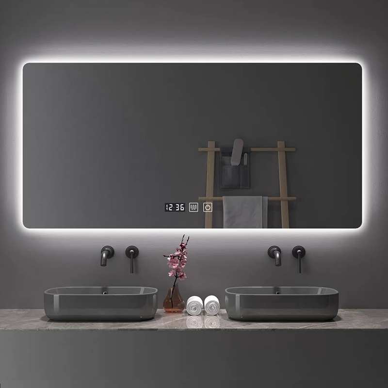 Biometric Recognition Square Bathroom Mirror with Circadian Rhythm Lighting