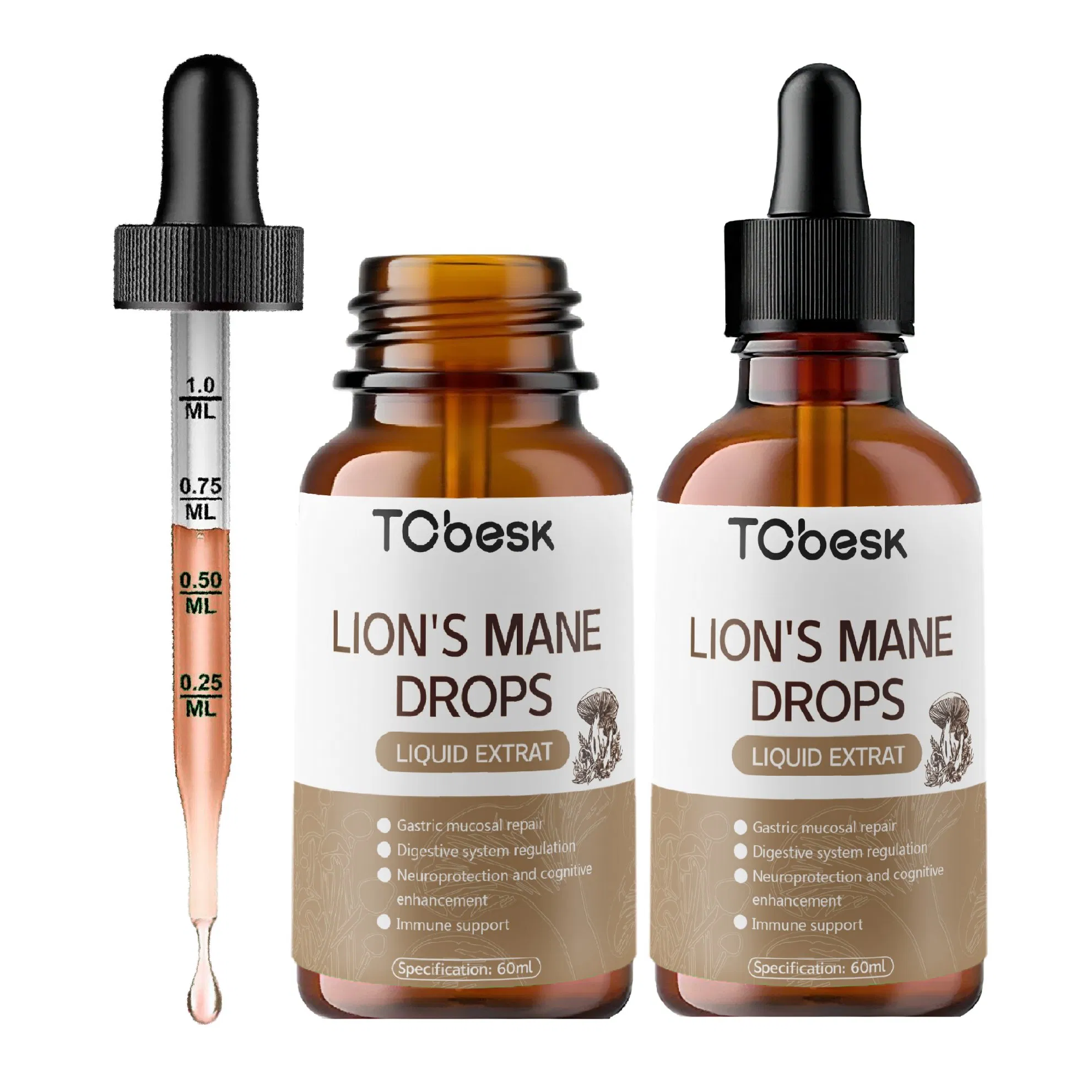 Lion's Mane Drops Gastric Mucosal Repair Digestive System Regulation Neuroprotection and Cognitive Enhancement Immune Support