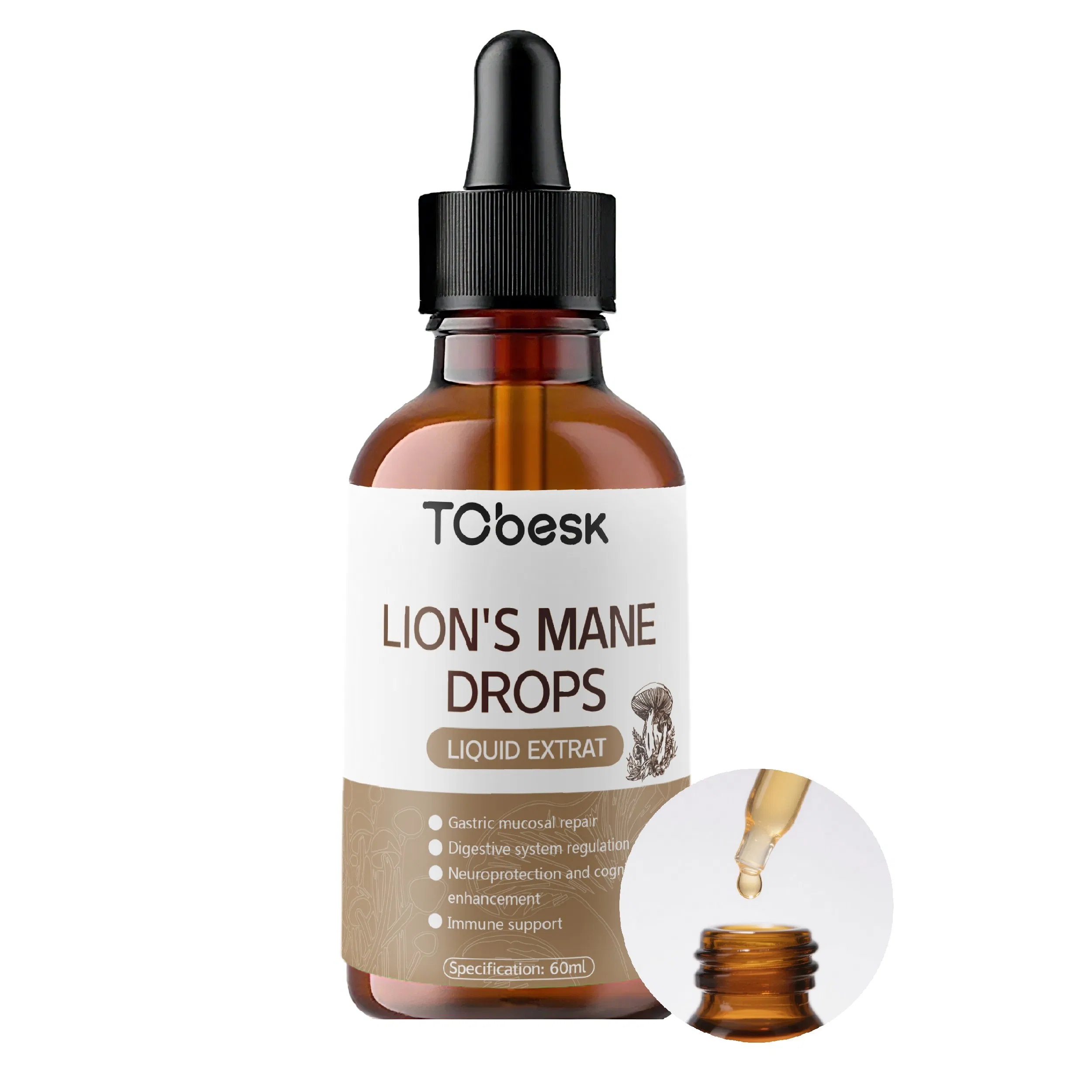 Lion's Mane Drops Gastric Mucosal Repair Digestive System Regulation Neuroprotection and Cognitive Enhancement Immune Support