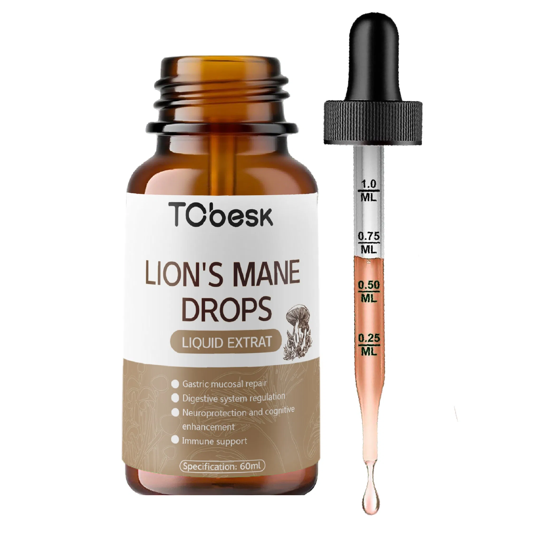 Lion's Mane Drops Gastric Mucosal Repair Digestive System Regulation Neuroprotection and Cognitive Enhancement Immune Support