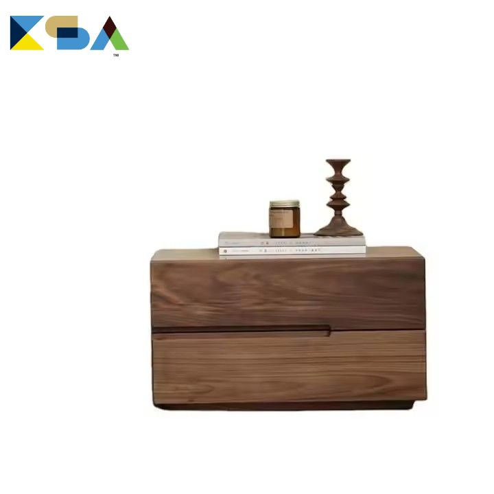 Acacia Wood Bedside Two-Drawer Cabinet: Natural Beauty and Functional Design - Enhance Your Bedroom with Timeless Elegance