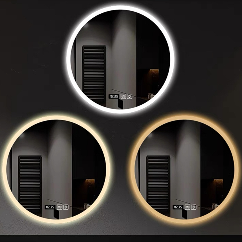 Biometric Runway-Shaped Bathroom Mirror with Circadian Rhythm Lighting