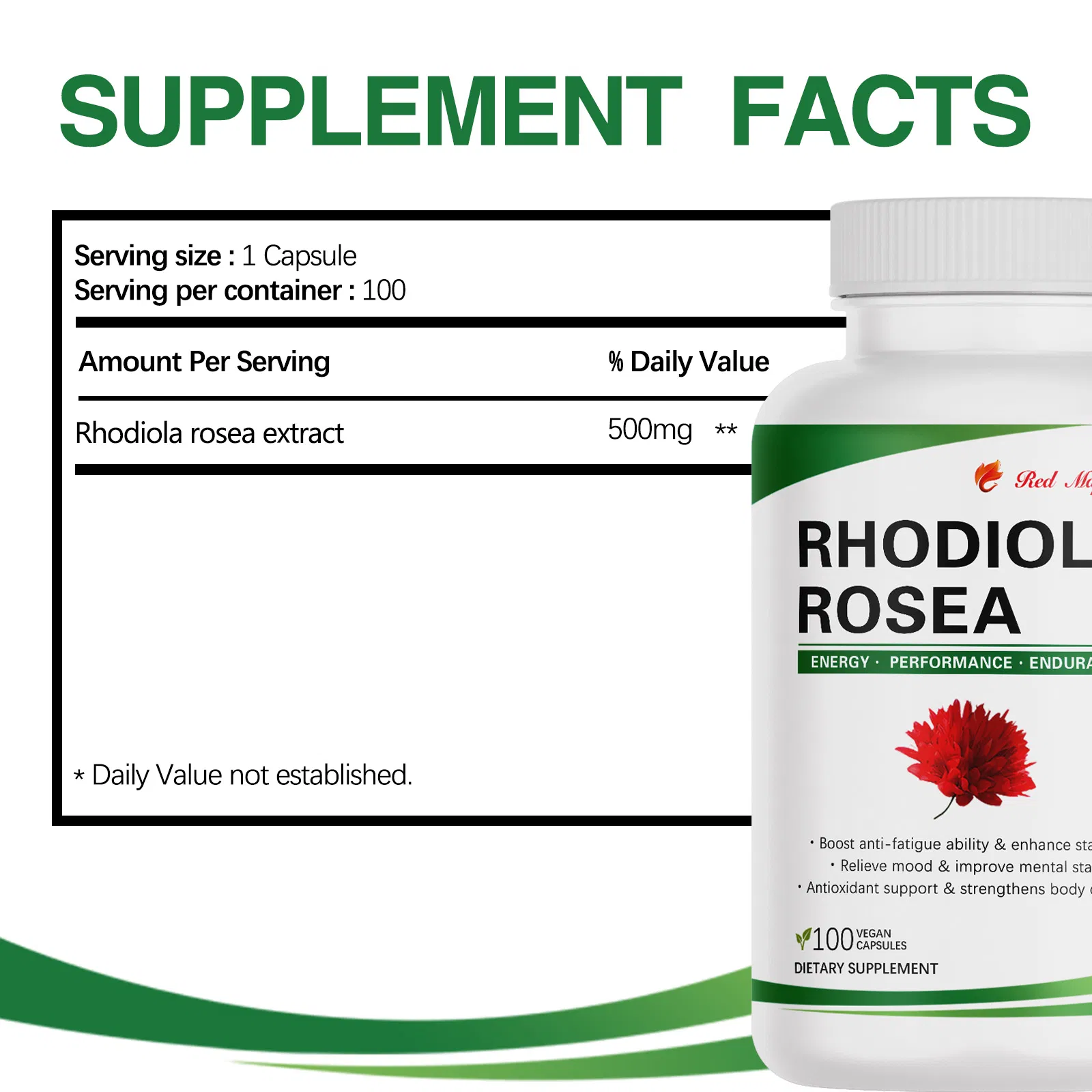 Premium Rhodiola Rosea Extract Capsules Energy Boost, Stress Resilience &amp; Cognitive Support