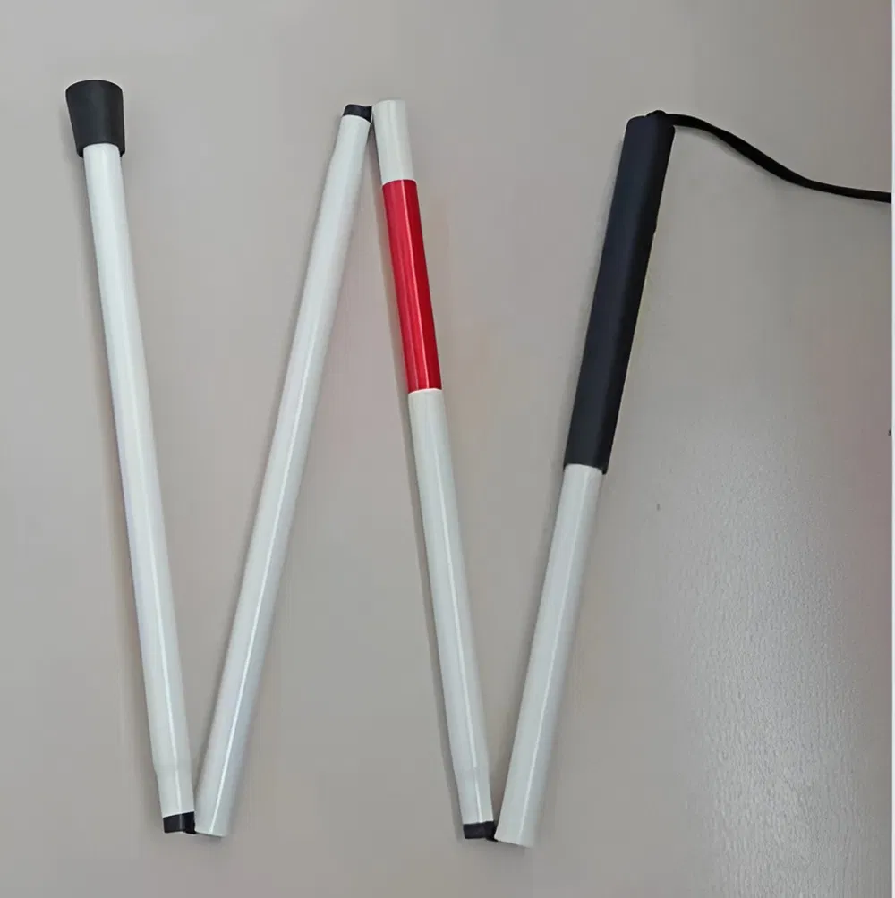 Manufacturer Wholesale Sale Price Lightweight 4 Sections Aluminum Alloy Metal Foldable Folding Walking Aids Visually Impaired Cane Crutch Blind Cane