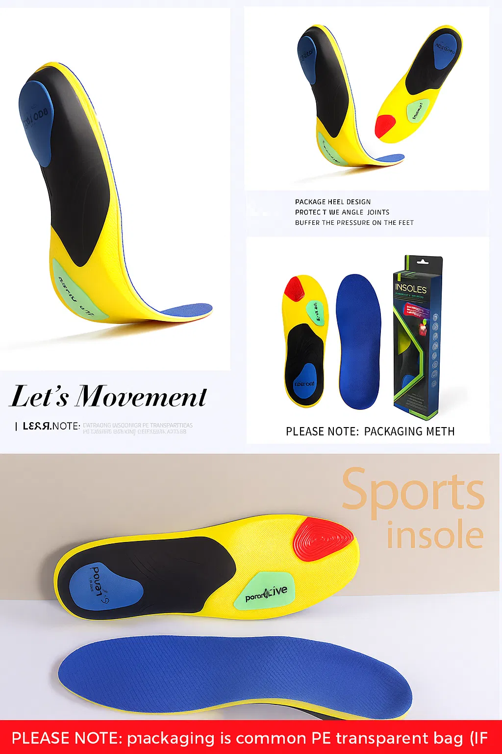 Custom Poron Sports &amp; Comfort Insoles Arch Support Flat Feet Shoes Insert Orthotics