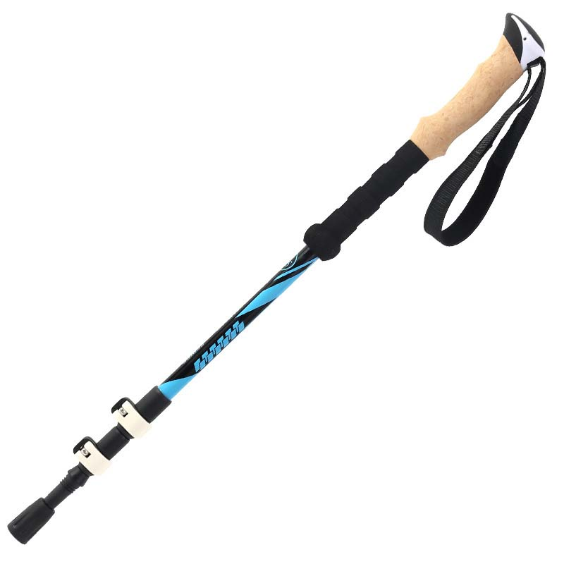 Aluminum Trekking Pole Telescopic Pole Folding Outside Lock Three Trekking Pole Walking Cane