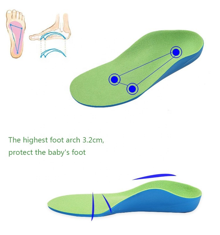 PU Foam Foot Orthotic Arch Support Orthopedic for Children Flat Feet Kids Insoles