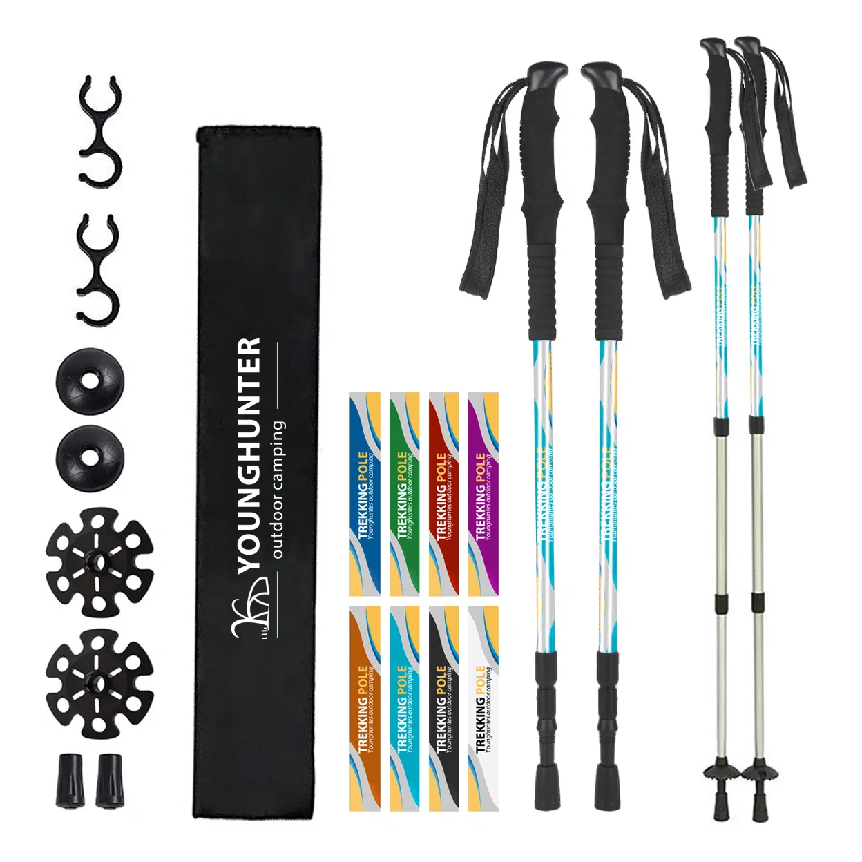 Trekking Pole Adjustable Anti Shock Hikjing Pole Strong &amp; Lightweight Aluminum Walking Poles