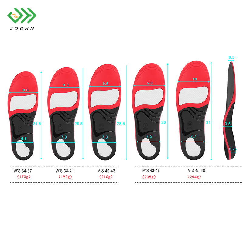 Joghn Orthopedic Foot Pain Relief Flat Foot Arch Support PU Orthotics Insole