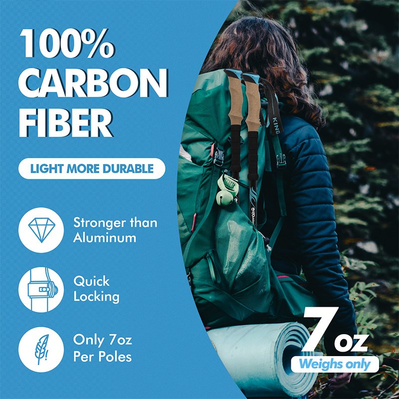 Carbon Fiber 100% Foldable Trekking Pole Nordic Walking Stick-Telescopic Hiking Pole with Lock