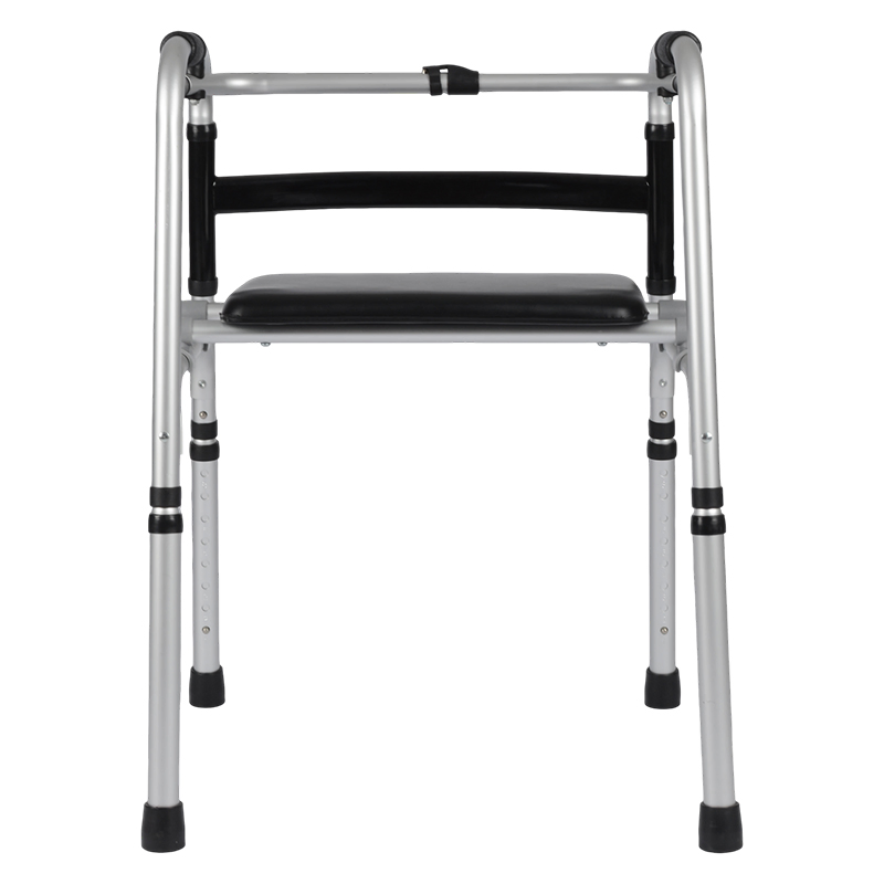 Dl-7011-Black Seat Lightweight Adjustable Aluminum Medical Rollator Walker Device for Adults &amp; Elderly