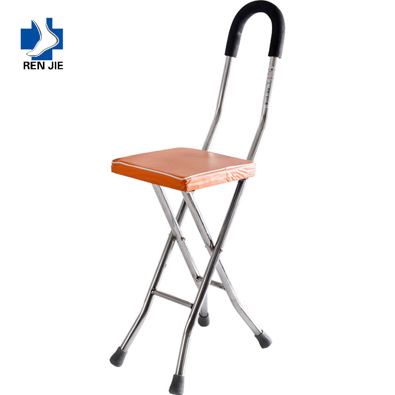 Lightweight Aluminum Alloy Multifunctional Tripod Folding Cane Seat Crutch Stool Three Legs